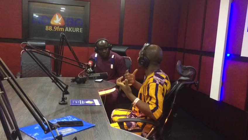 Richard Olatunde in the studio at Adaba 88.9 FM, Akure